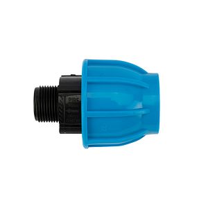 Racord compresiune egal PEHD, 32mm, filet exterior, 3/4", polipropilena, negru-albastru