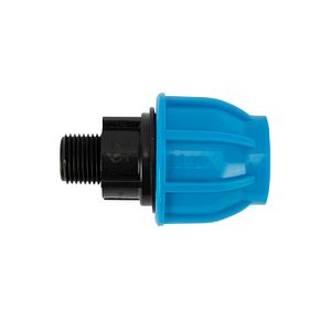 Racord compresiune egal PEHD, 40mm, filet exterior, 1.1/4", polipropilena, negru-albastru