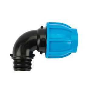 Cot compresiune PEHD, 32mm, filet exterior, 1", polipropilena, negru-albastru