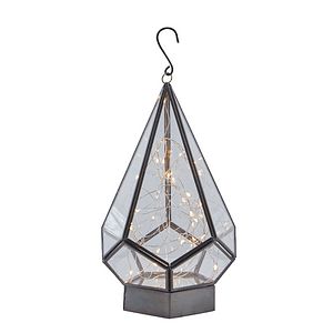 Decoratiune Lampa 30 LED-uri, 28 x 16 cm, metal, negru, lumina alb cald