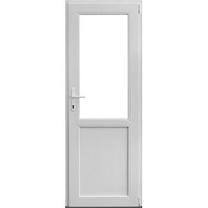 Usa exterior APLAST, cu geam, stanga, PVC, 88 x 205 cm, alb