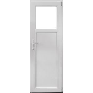 Usa exterior APLAST, cu geam, stanga, PVC, 78 x 205 cm, alb