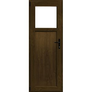 Usa exterior APLAST, cu geam, dreapta, PVC, 88 x 205 cm, maro inchis
