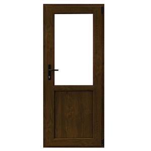 Usa exterior APLAST, cu geam, dreapta, PVC, 88 x 205 cm, maro inchis