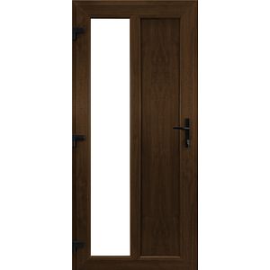 Usa exterior APLAST, cu geam, dreapta, PVC, 88 x 203 cm, maro inchis