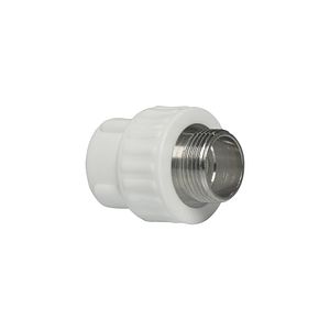 Racord PPR, 32 mm, racord 1, filet exterior, alb