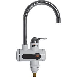 Robinet electric instant apa calda Ferroli, 3000W, afisaj Led, alb-argintiu