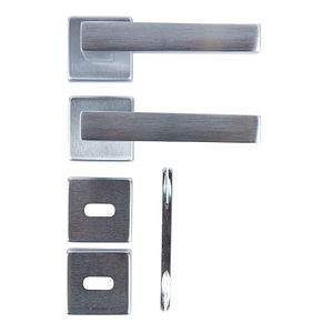 Maner usa, rozeta 50 x 50 mm, cheie, crom satin Clio