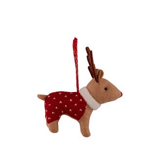 Decoratiune Ren pentru brad Craciun, 11.5 x 13 cm, fetru si poliester, multicolor