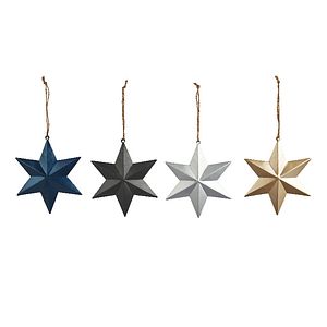 Set 12 Decoratiuni Stea pentru brad Craciun, 6 x 12 cm, metal, multicolor