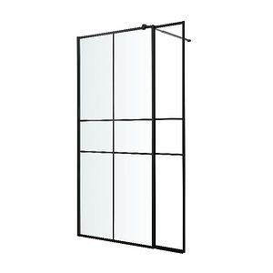 Paravan dus walk-in GOODHOME Ahti, aluminiu, sticla securizata 6mm, 119 x 195 cm, profil negru