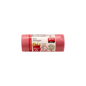 Saci pentru colectarea deseurilor menajere ZOREX Pro, 15 buc, 35 l, rosu