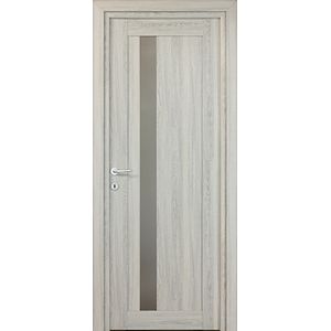 Usa interior Maya, cu geam, reversibila, MDF, 68 x 203 cm, gri deschis
