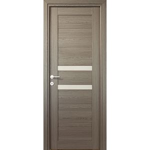 Usa interior Tisa, cu geam, reversibila, MDF, 88 x 203 cm, gri antracit