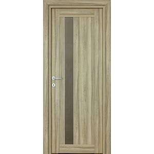 Usa interior Maya, cu geam, reversibila, MDF, 88 x 203 cm, maro deschis