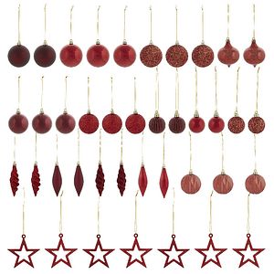 Set globuri de Craciun, 40 bucati, rosu