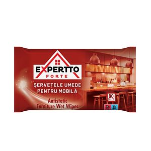 Servetele umede pentru mobila si suprafete din lemn EXPERTTO Forte, 80 bucati