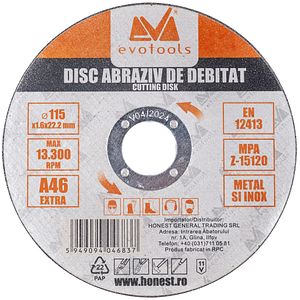 Disc taiere metal EvoTools, 115 x 22.2 x 1.6 mm
