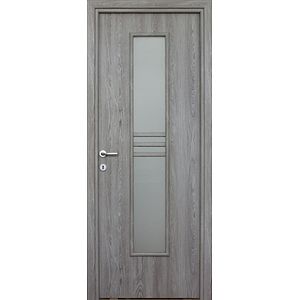 Usa interior Karpat, cu geam, reversibila, MDF, 68 x 203 cm, gri