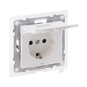 Priza 2P+T, IP44, protectie copii, alb