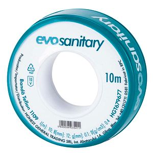 Banda teflon EVOSANITARY, 19 mm x 40 m, alb