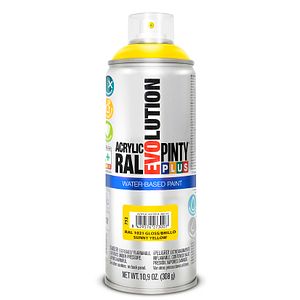 Spray vopsea acrilica pe baza de apa PINTYPLUS Evolution, galben soare, RAL 1021, 400 ml