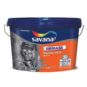 Vopsea lavabila SAVANA Superalba, alb, 2.5L