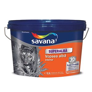 Vopsea lavabila SAVANA Superalba, alb, 8.5L
