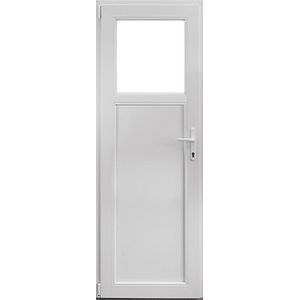 Usa exterior APLAST, cu geam, dreapta, PVC, 88 x 195 cm, alb