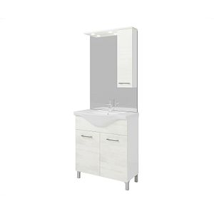 Set mobilier baie Savinidue Terra, 3 piese, 75 cm, Iluminare LED, alb