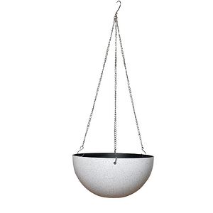 Ghiveci suspendat, din plastic, alb, forma rotunda, 33 cm diametru  Verve