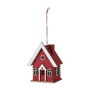 Decoratiune Craciun, model casuta, 9 cm, rosu