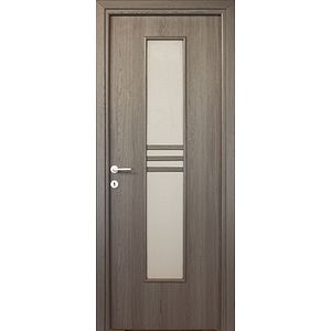 Usa interior Karpat, cu geam, reversibila, MDF, 88 x 203 cm, gri antracit
