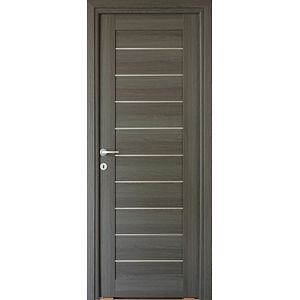 Usa interior Tarra, cu geam, reversibila, MDF, 68 x 203 cm, gri antracit
