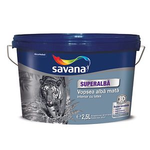 Vopsea lavabila SAVANA Superalba, alb, 2.5L