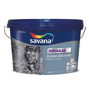 Vopsea lavabila SAVANA Superalba, alb, 8.5L