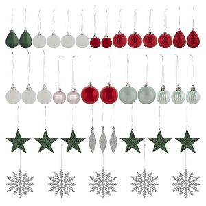 Set globuri brad Floklore, 40 bucati, multicolor