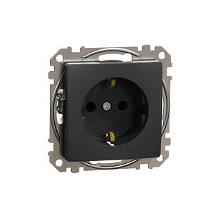 Sedna Design, Priza 2P+E cu cu obturatoare, antracit