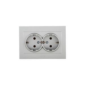 Priza Schuko dubla Ovivo Grano, IP20, 16A, ABS, argintiu