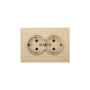 Priza Schuko dubla Ovivo Grano, IP20, 16A, ABS, bej