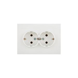 Priza Schuko dubla Ovivo Grano, IP20, 16A, ABS, alb
