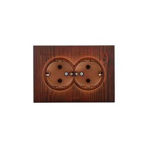 Priza Schuko dubla Ovivo, IP20, 16A, ABS, maro