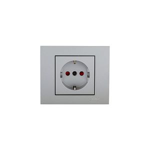 Priza Schuko Ovivo Grano, 16A, ABS, argintiu
