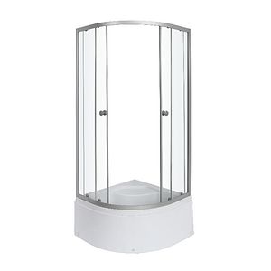 Cabina dus simpla, inalta, semirotunda, profil metalic, sticla securizata, 80 x 80 x 197 cm, alb