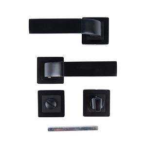 Set manere, rozete butoni, aluminiu, negru, usi de interior  Yale Bologna