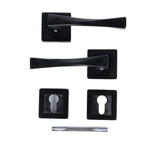 Set manere, rozete cilindru, aluminiu, negru, usi de interior  Yale Verona
