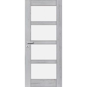 Usa interior Adara, cu geam, stanga, MDF, 68 x 206 cm, gri