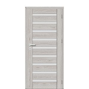 Usa interior Korfu, cu geam, stanga, MDF, 88 x 206 cm, gri stejar