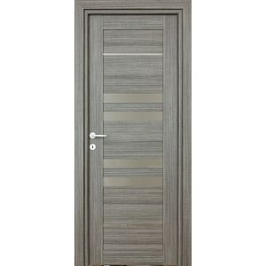 Usa interior Rino, cu geam, reversibila, MDF, 68 x 203 cm, negru periat