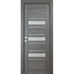 Usa interior Dora, cu geam, reversibila, MDF, 78 x 203 cm, negru